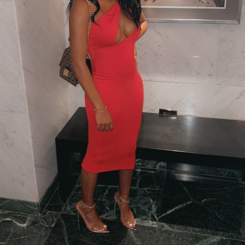 Red Ariana Midi dress